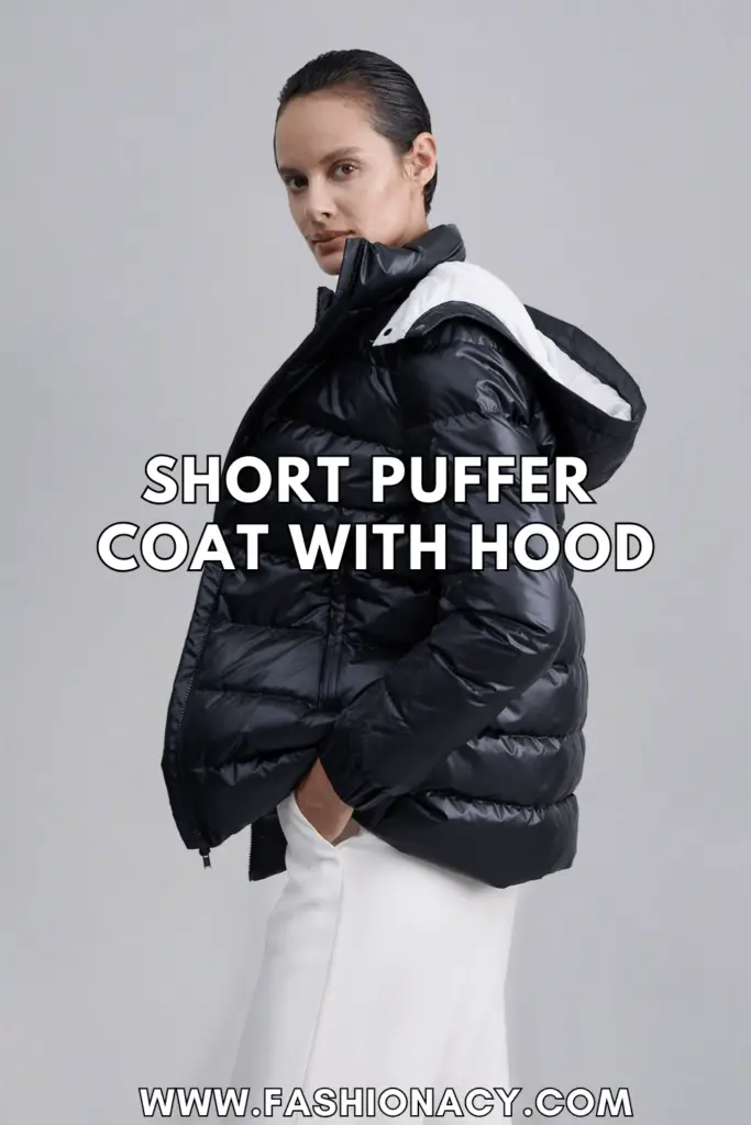 Short Puffer Coat With Hood