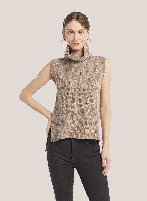 Sleeveless Knitted Vest High Neck