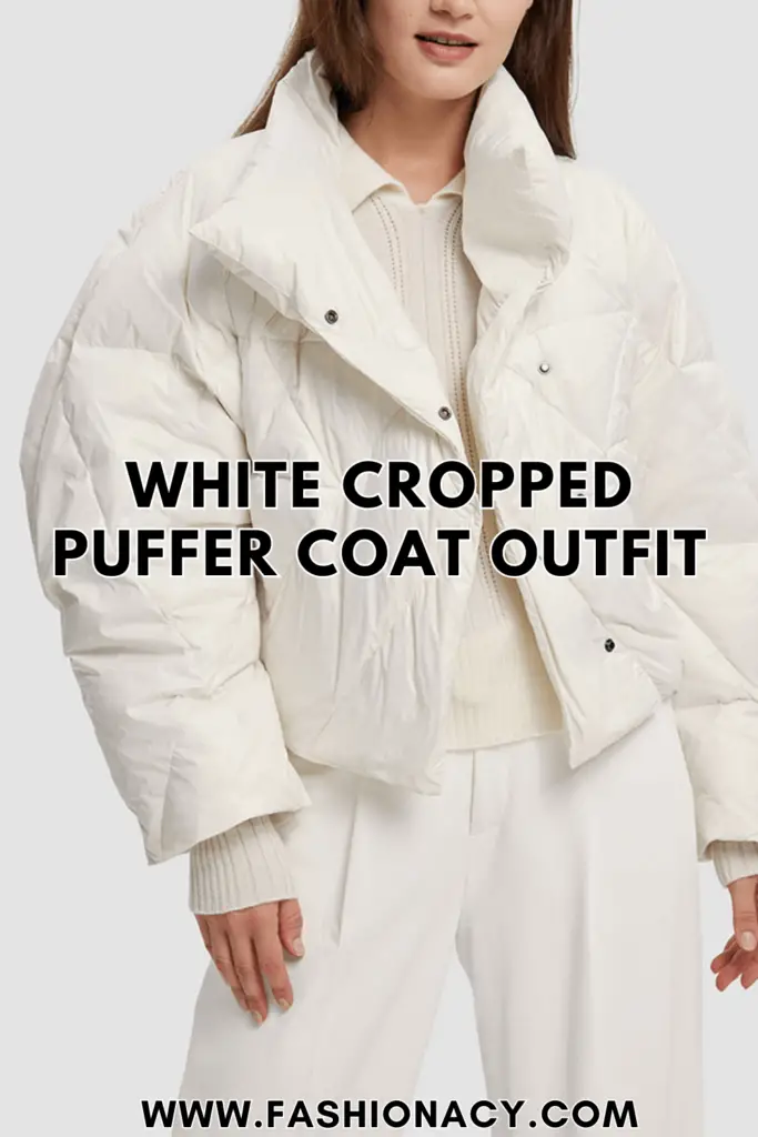 White Cropped Puffer Coat Outfit