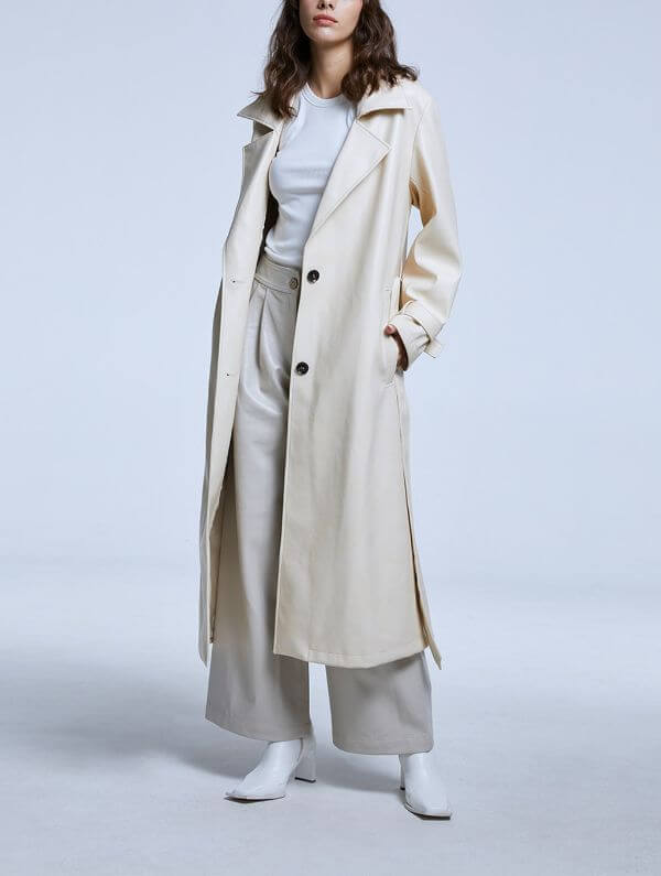 White Faux Leather Coat