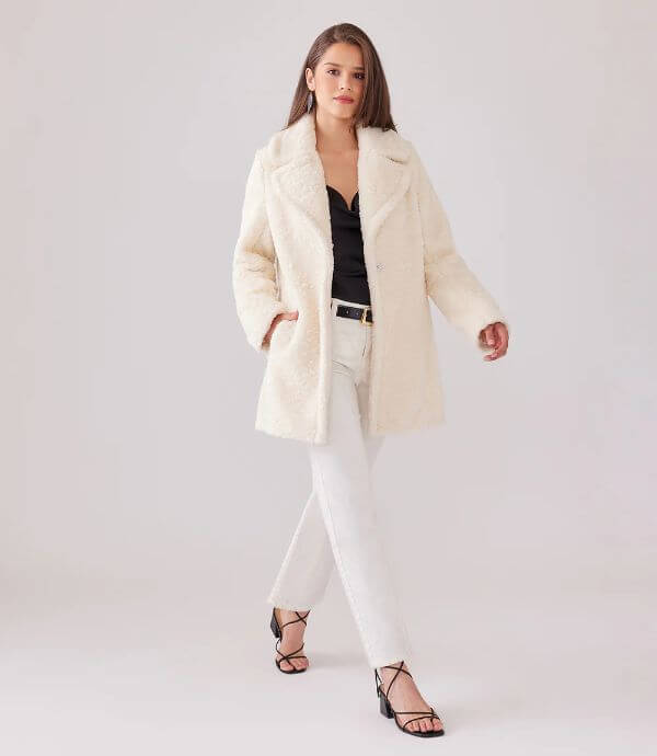 White Sherpa Coat Outfit