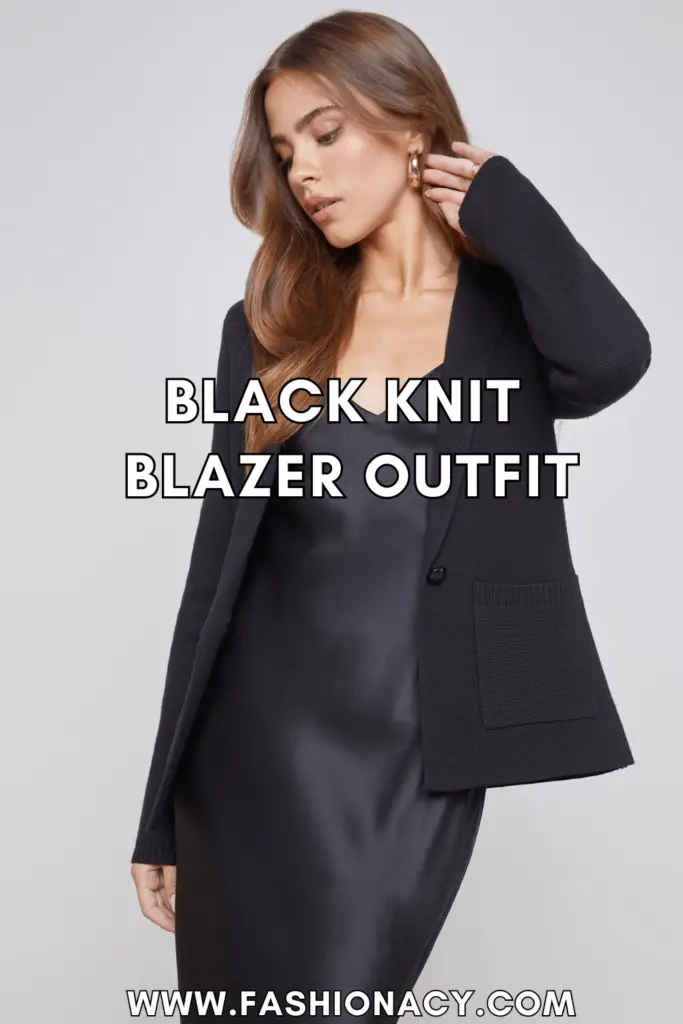 black knit blazer outfit