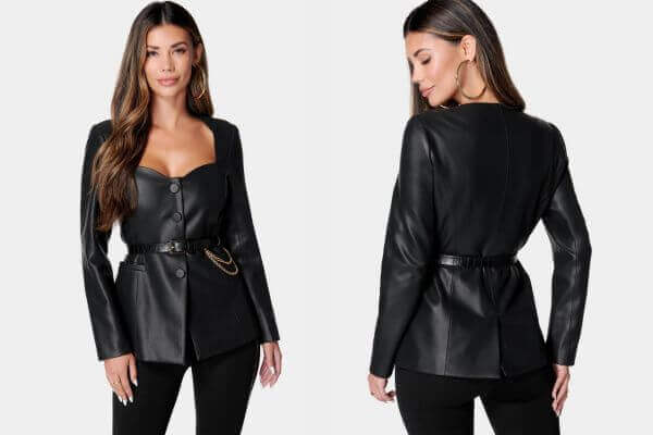 Black Vegan Leather Jacket Outfit For Women