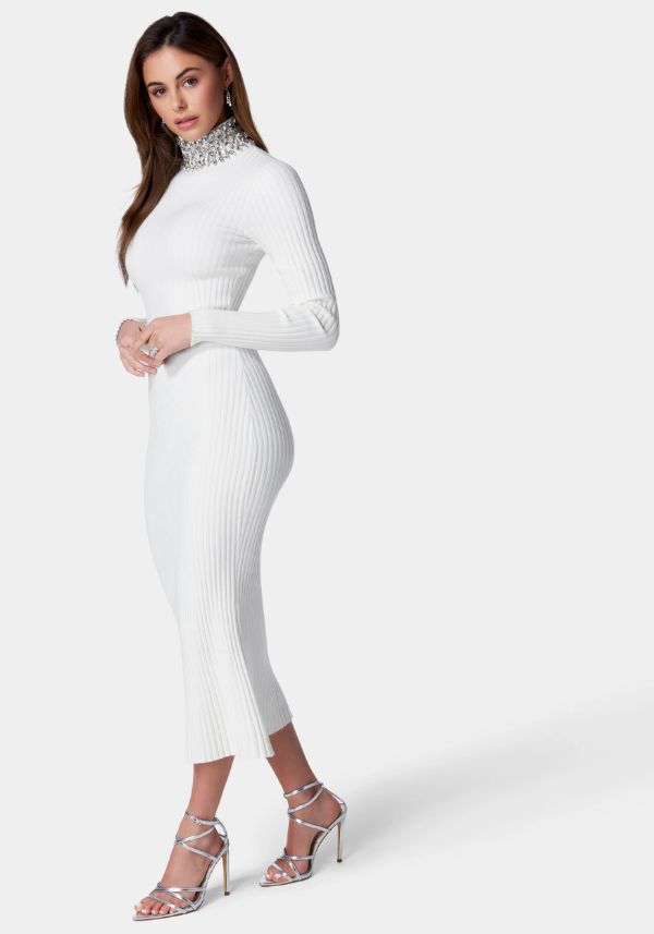 Elegant White Sweater Dress