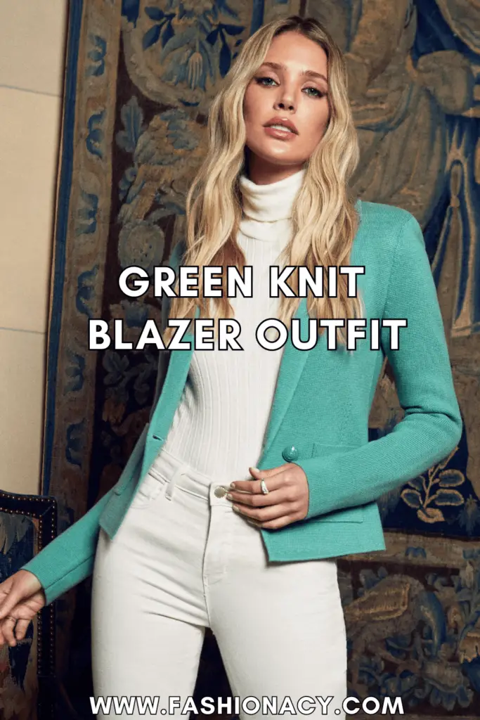 green knit blazer outfit