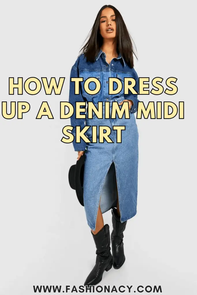 How to Dress Up Denim Midi Skirt