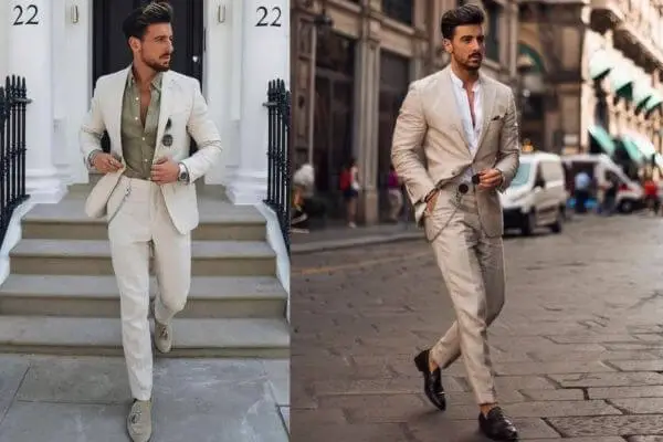 How to Style Beige Suit Men