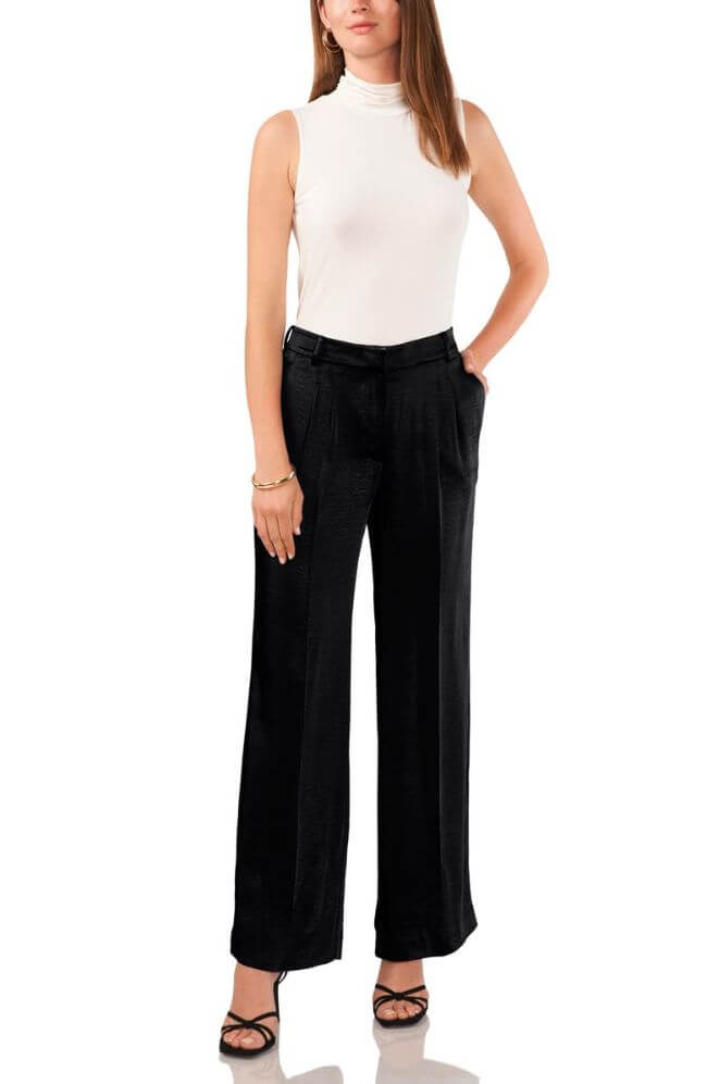 how to wear black satin pants