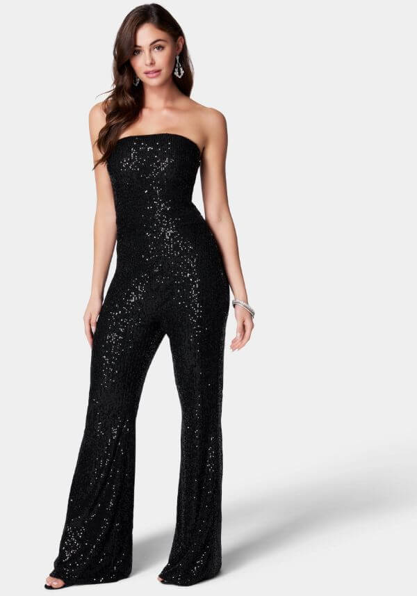 Strapless Sequin Jumpsuit Outfit