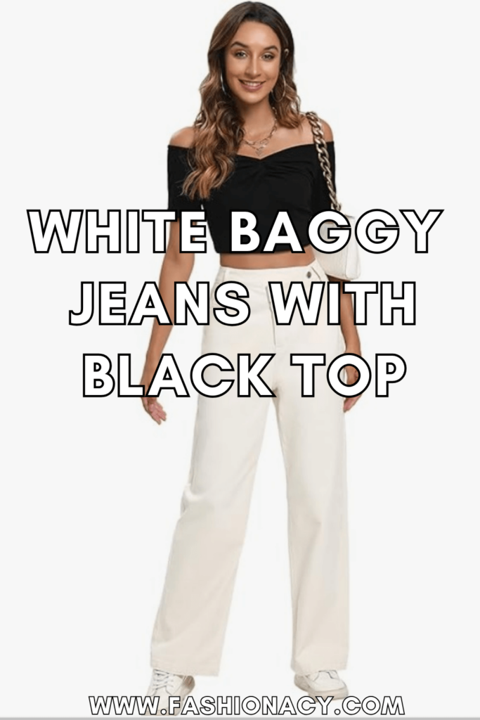 white baggy jeans with black top