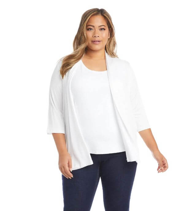 white cardigan outfit plus size