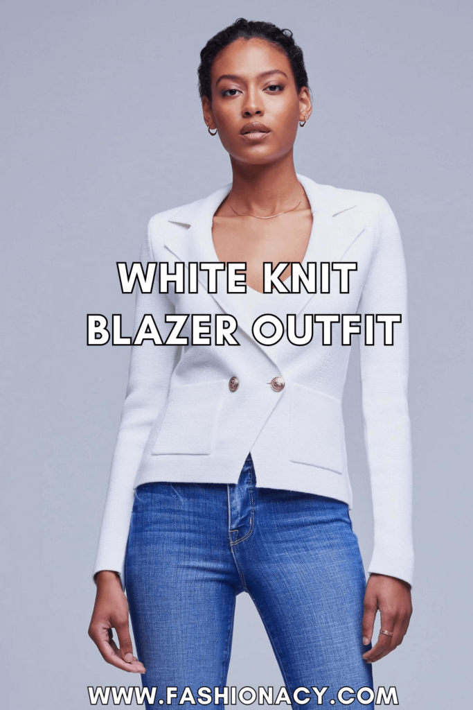 white knit blazer outfit