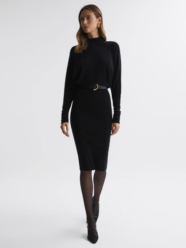 Black Knitted Midi Dress