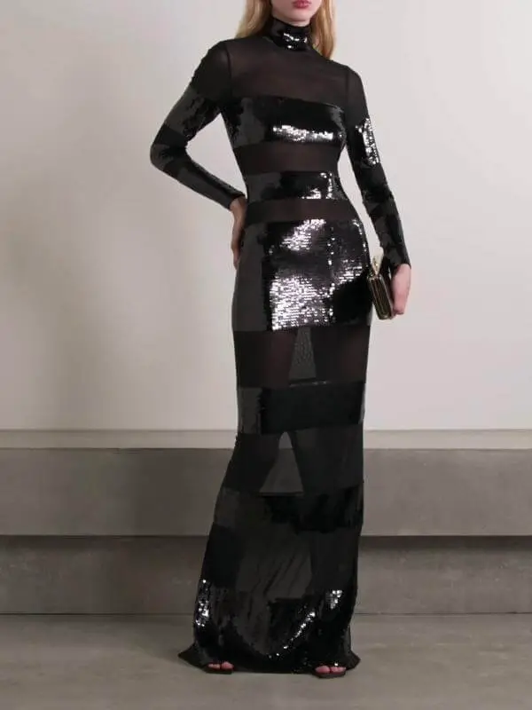 Black Sequined Gown