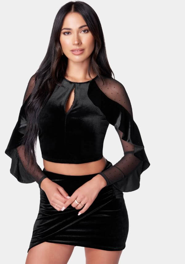 Black Velour Top Outfit