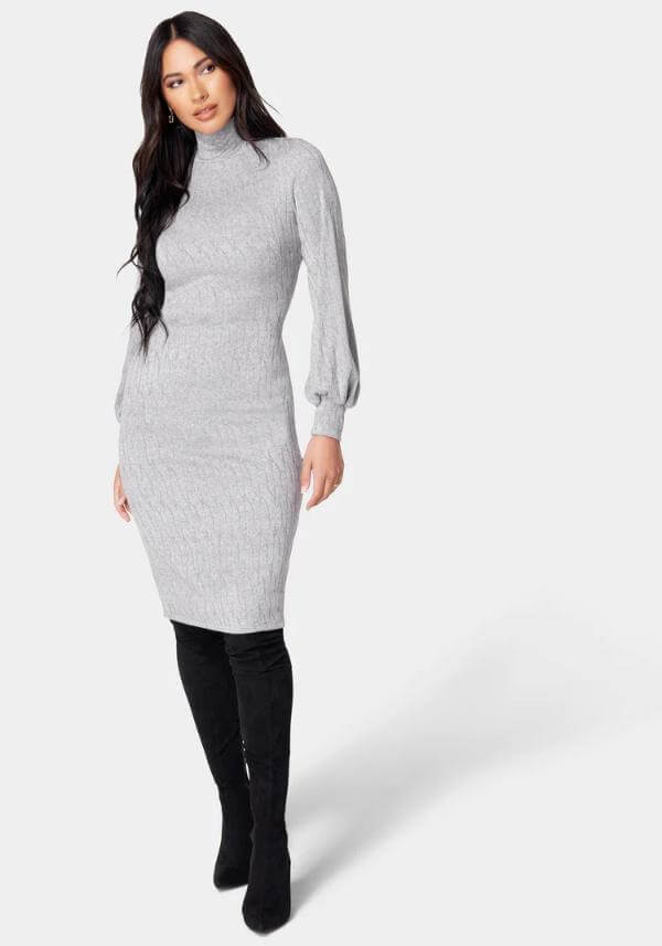 Grey Sweater Dress Outfit Winter