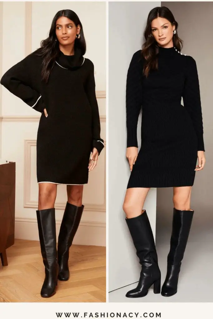 Jumper Dress Knee High Boots