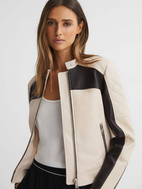 Leather Collarless Jacket Outfit
