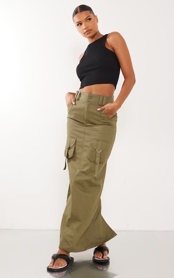 Long Cargo Skirt Outfit