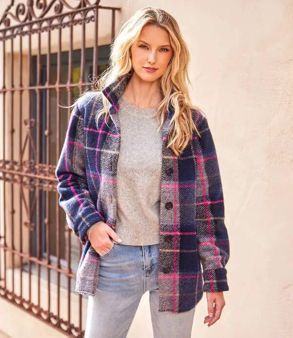 Plaid Shirt Jacket Outfit Women