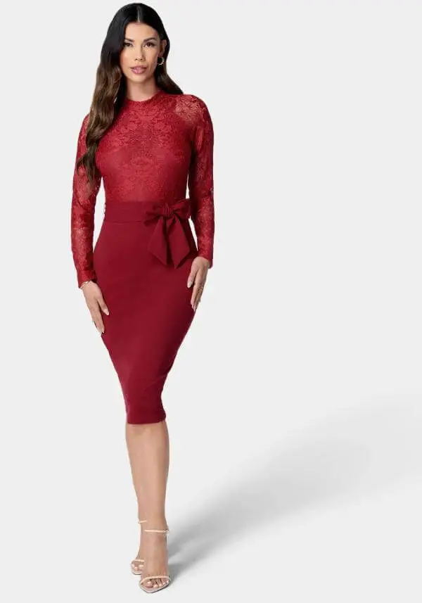 Red Pencil Dress Outfit Classy