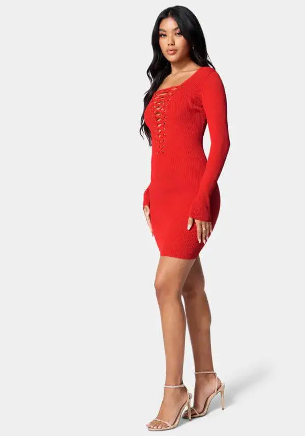 Red Sweater Dress Outfit
