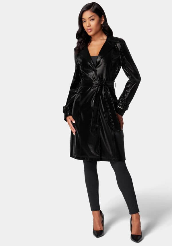 Vegan Leather Trench Coat