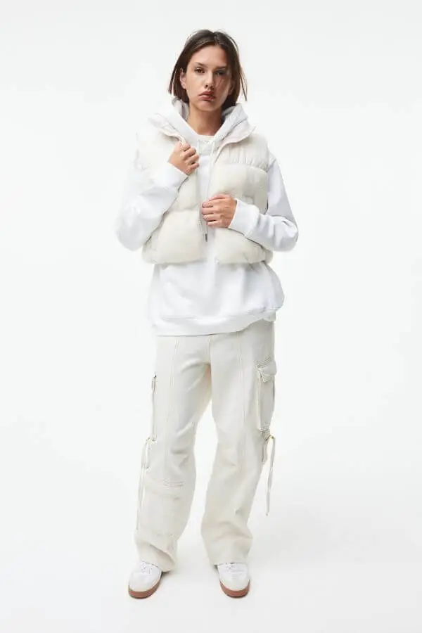 White Puffer Vest Outfit