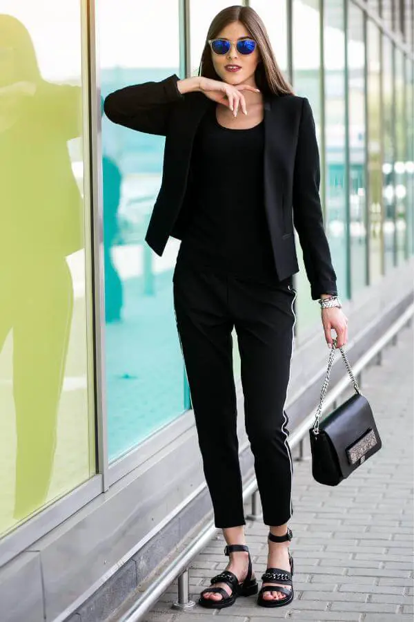 Black Monochromatic Outfit Street Style