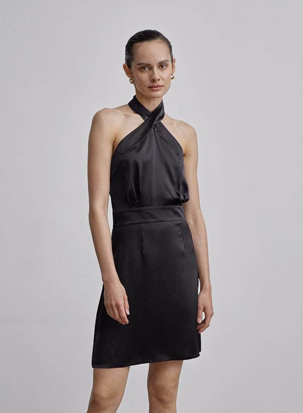 Black Silk Halter Dress