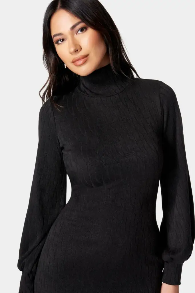 Black Turtleneck Sweater Dress Outfit