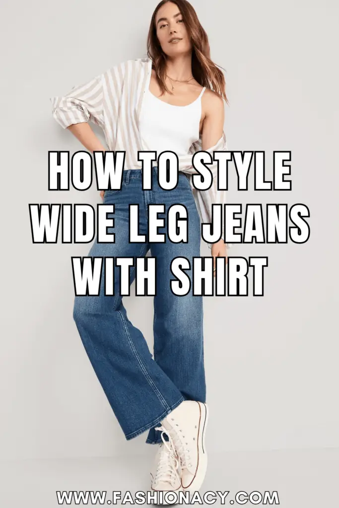 How to Style Wide Leg Jeans With Shirt