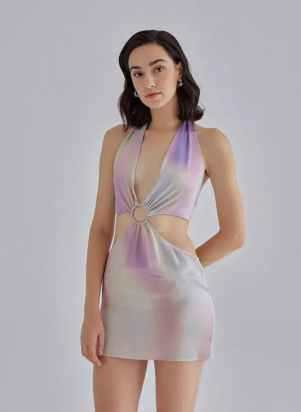 Mini Silk Halter Dress