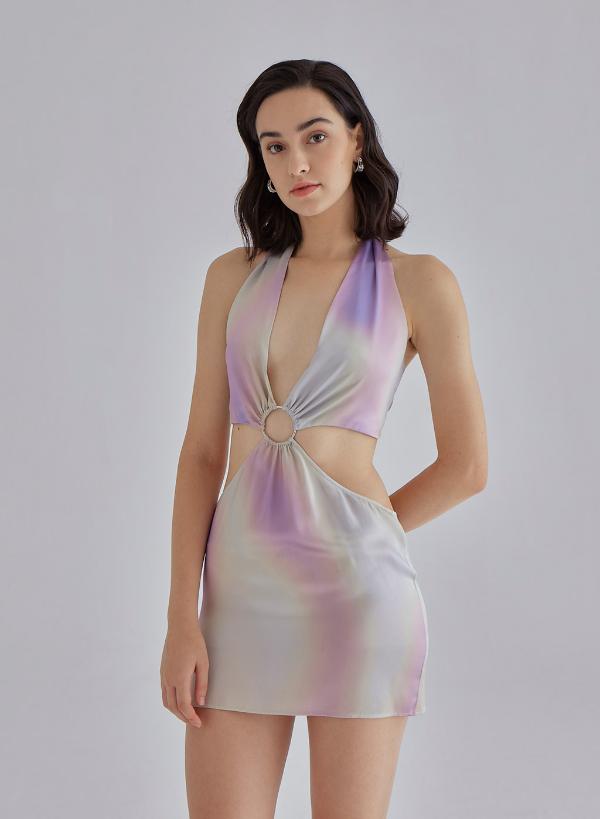 Mini Silk Halter Dress