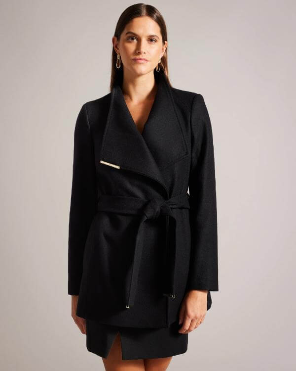 Short Black Wrap Coat Outfit