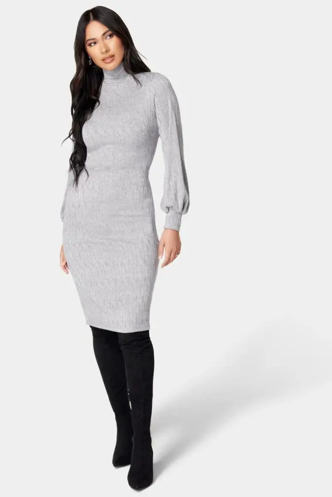 Turtleneck Sweater Dress With Boots