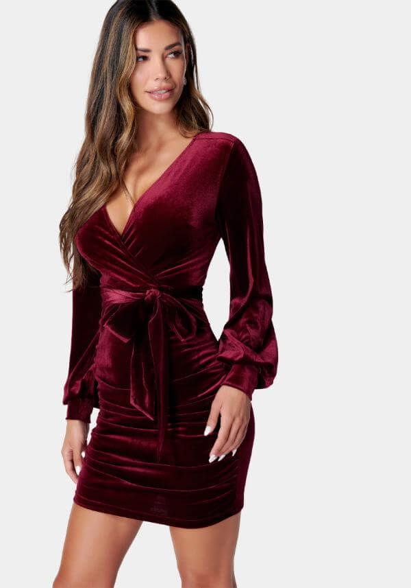 Velvet Mini Dress Long Sleeve