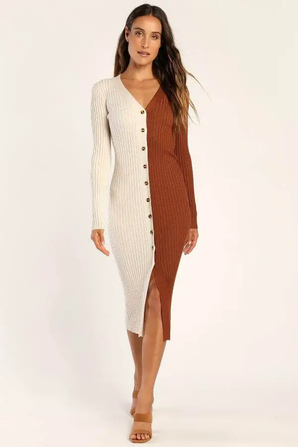 Button Front Sweater Dress Outfit