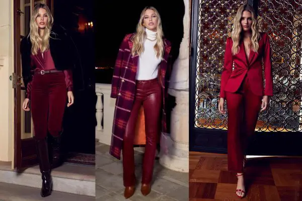 Dark Red Pants Outfits