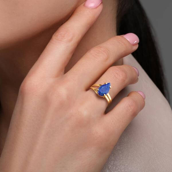 Faceted Silver Lapis Lazuli Ring