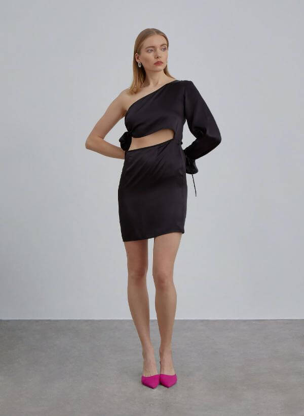 Side Cut Out Silk Dress