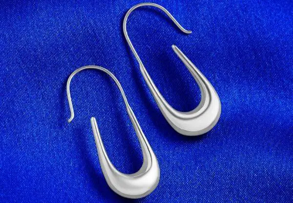 Silver Crescent Hoop Earrings
