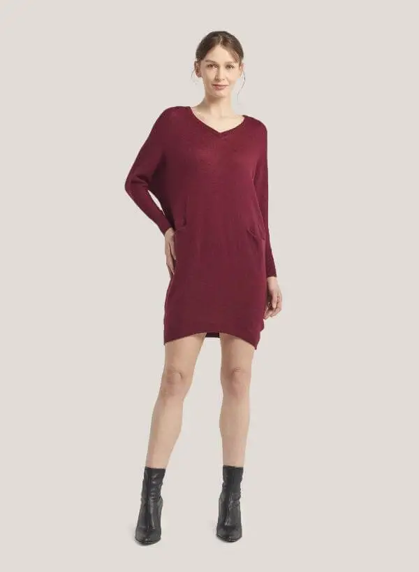 V-neck Wool Dress Outfit