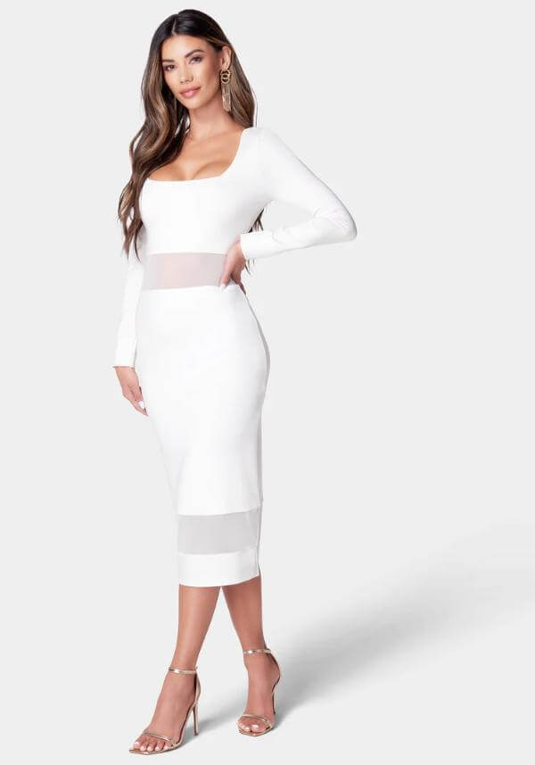 White Square Neck Dress Outfit