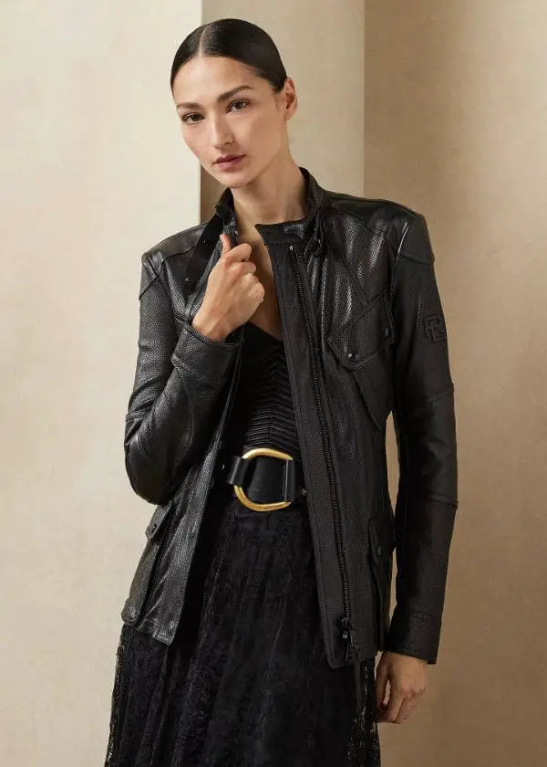 Black Leather Field Jacket 