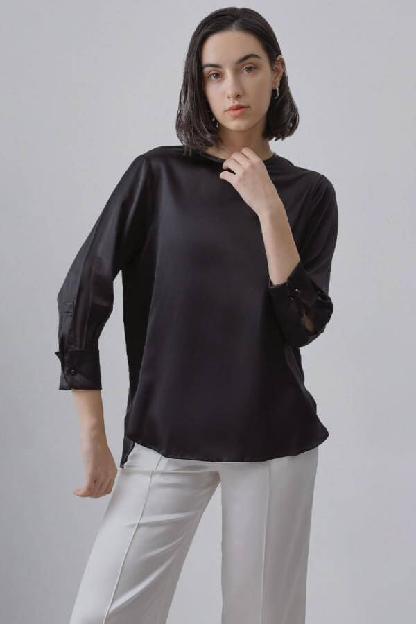 5 Black Silk Blouses