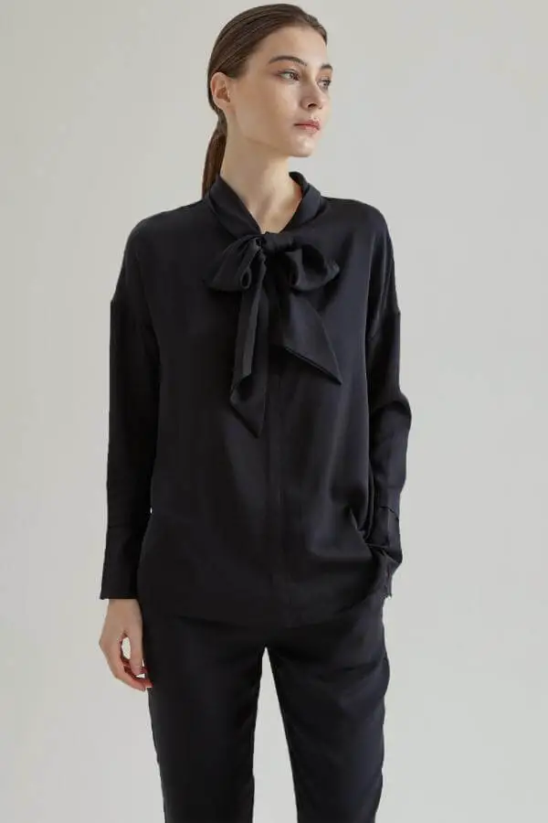 Black Silk Blouse Elegant