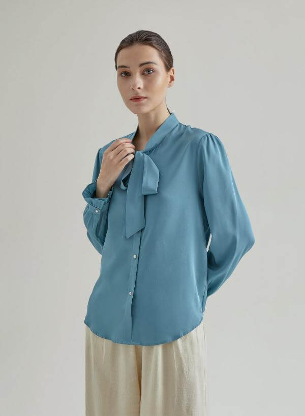 Blue Silk Blouse