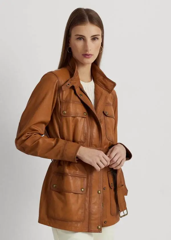 Brown Leather Field Jacket