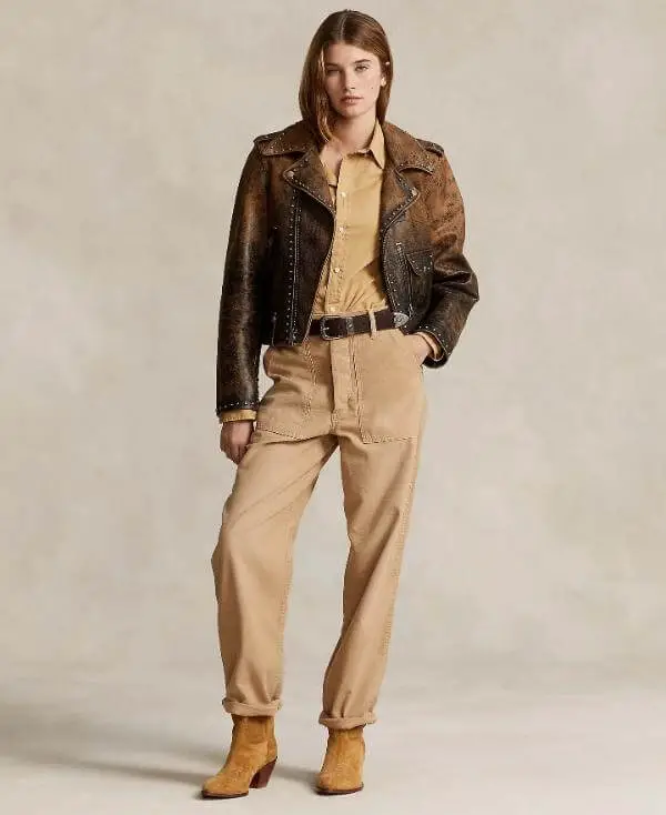 Brown Leather Moto Jacket Outfit